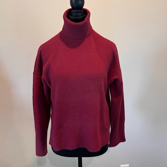 J Crew Supersoft Wool Blend Turtleneck Sweater in Rich Burgundy, Small - Picture 2 of 13